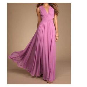 LULU'S SZ L Vivid Imagination Lilac VNeck Sleeveless Pleated Maxi Dress NEW B88